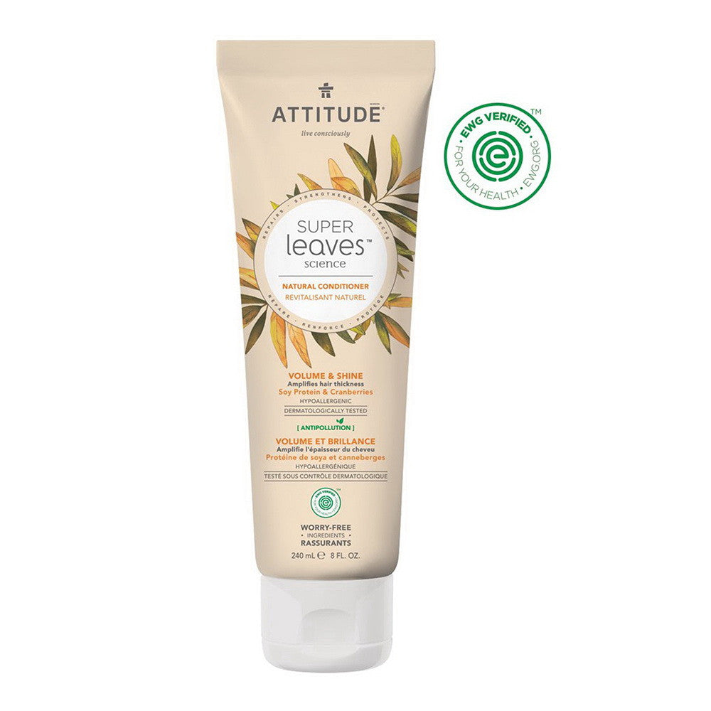 Attitude Super Leaves Natural Conditioner Volume & Shine with Soy Protein & Cranber, 8 Oz